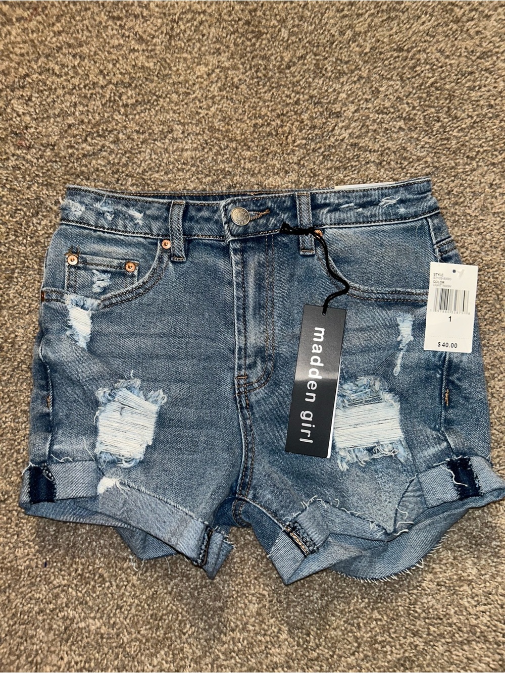 Madden Girl Ripped Blue Denim Shorts